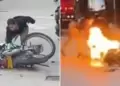 Mujer incendia la moto de su expareja tras verlo con otra mujer en impensada situacin