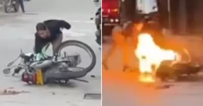 Mujer incendia moto de su ex tras discusión