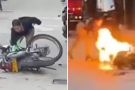 Mujer incendia moto de su ex tras discusin