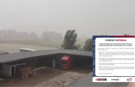 CORPAC suspende vuelos en Nasca y Pisco por fuertes vientos