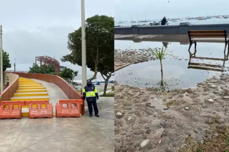 Cierran malecn de La Punta tras oleaje anmalo.