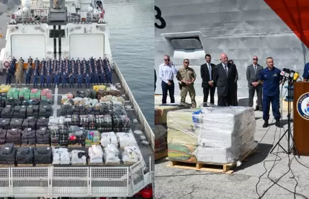 El cargamento de droga incautado y presentado en Florida.