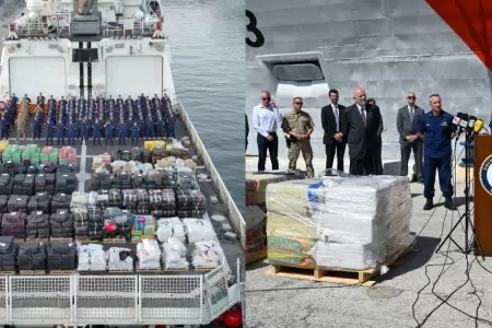 El cargamento de droga incautado y presentado en Florida.
