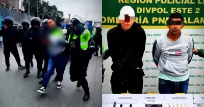 Presuntos sicarios detenidos en Surco.
