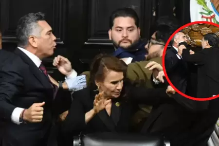El enfrentamiento entre los senadores termin en empujones y golpes.