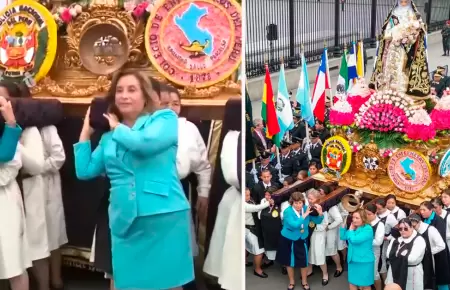 Dina Boluarte carga el anda de Santa Rosa de Lima.