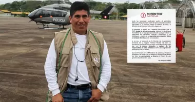 Mininter atiende caso del periodista Manuel Calloquispe.