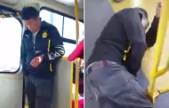 Hombre se queda dormido mientras viajaba de pie en un bus, pierde el equilibrio y termina cayendo al piso