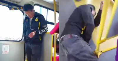 Se duerme de pie en un bus