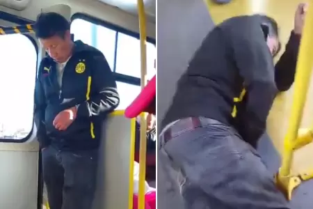 Se duerme de pie en un bus