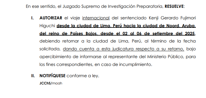 Resolucin que permite a Kenji viajar.