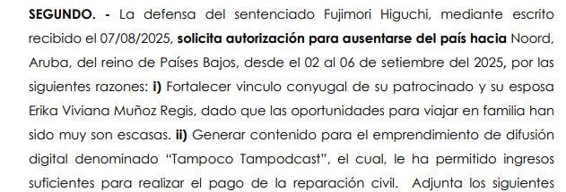 La solicitud de Kenji Fujimori.