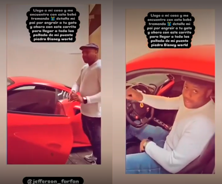 Roberto Guizasola agradecido con Jefferson Farfn por auto de lujo como regalo.