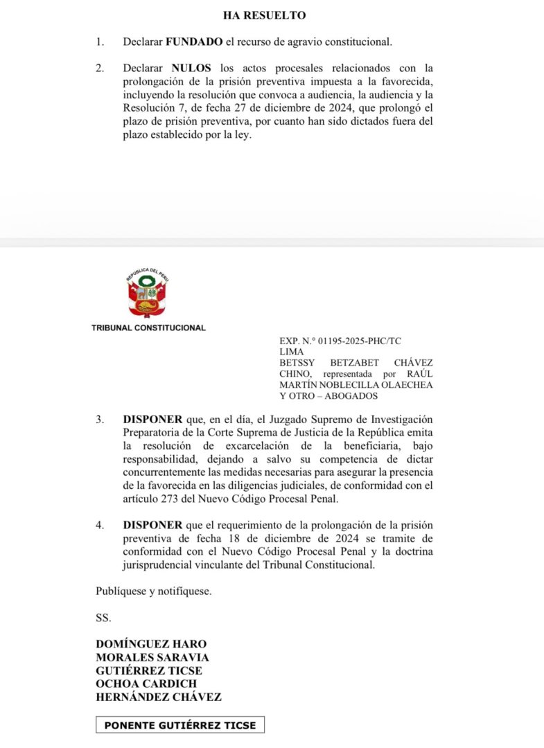 Fallo del TC dispone excarcelacin de Chvez Chino