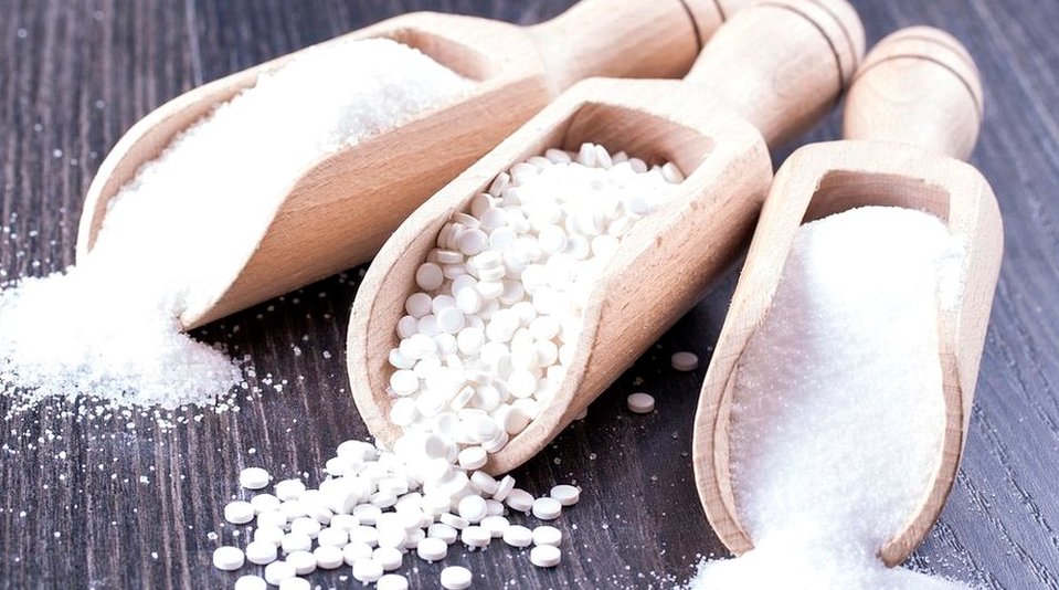 Siete edulcorantes analizados: aspartamo, sacarina, acesulfamo-K, eritritol, xilitol, sorbitol y tagatosa.