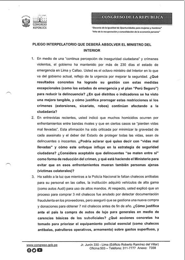 Pliego interpelatorio