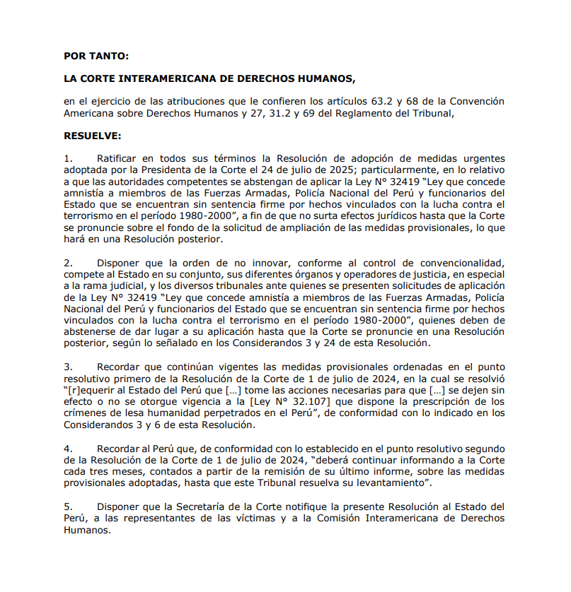Resolucin Tribunal de Corte IDH - 3 setiembre 2025