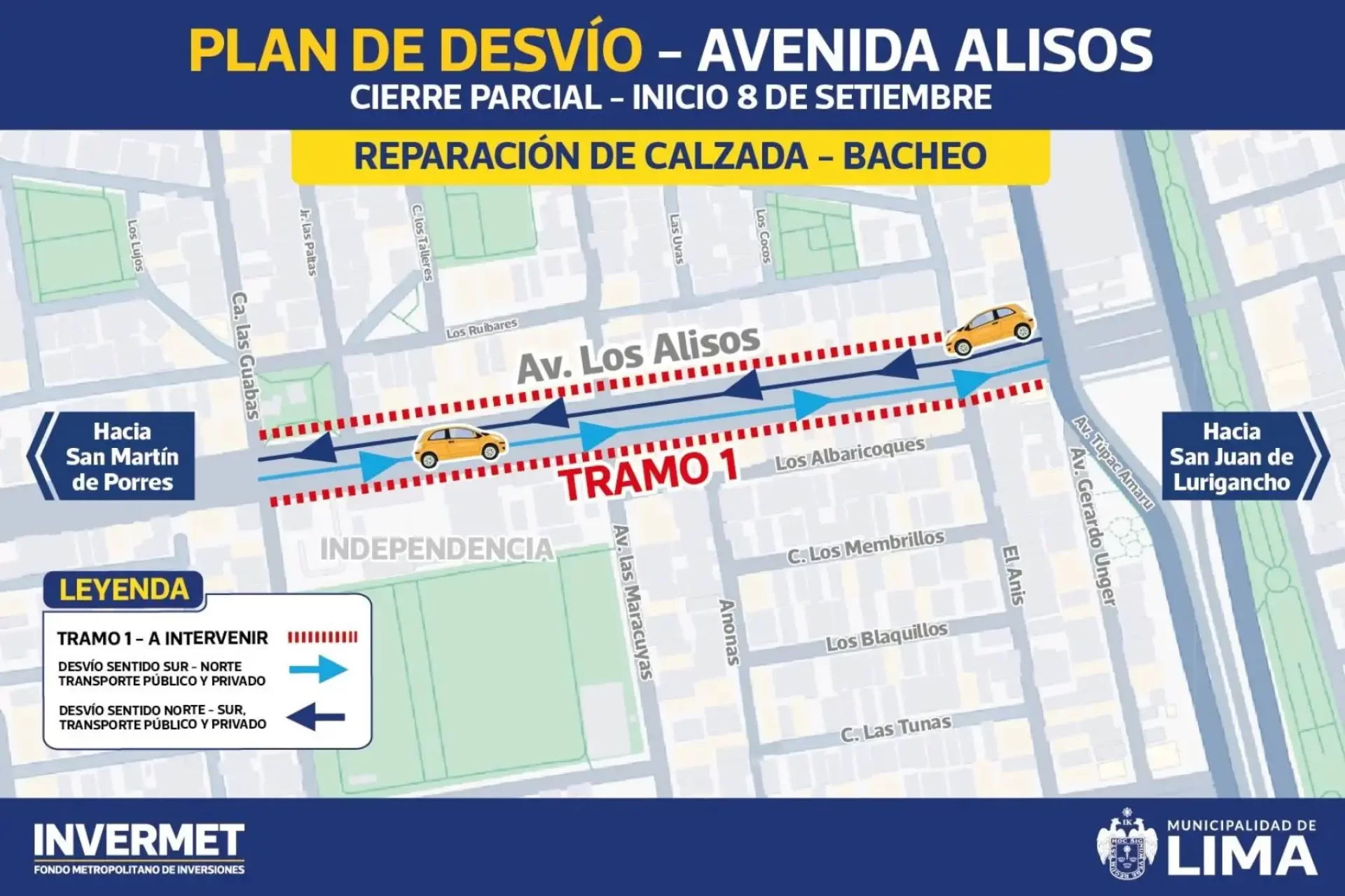 Plan de desvo vehicular en la Av. Los Alisos.