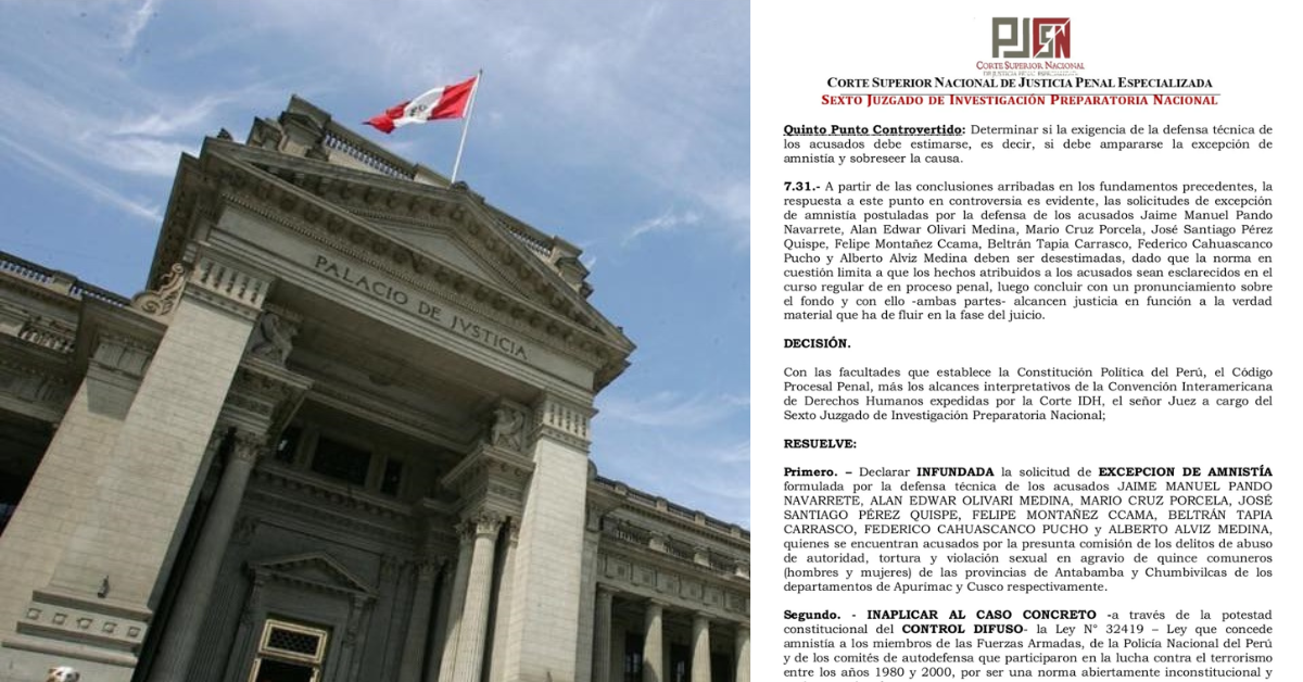 Juez inaplica ley de amnistía a 8 militares procesados por presunta violación de derechos humanos en Antabamba y Chumbivilcas