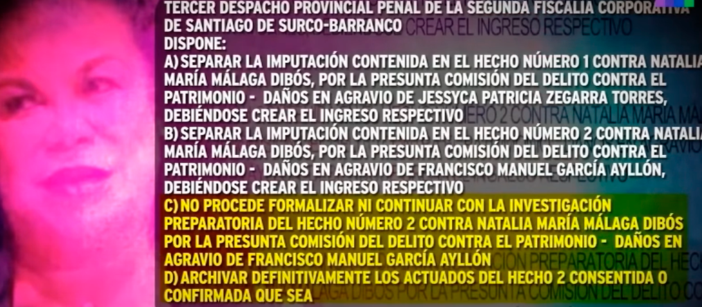 Fiscala archiv caso del hijo de Eva Aylln contra Natalia Mlaga, pero sigue con la denuncia de Jessyca Zegarra.