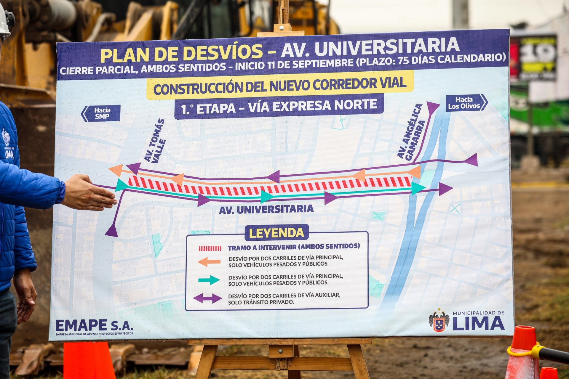 Plano de desvo en la av. Universitaria.