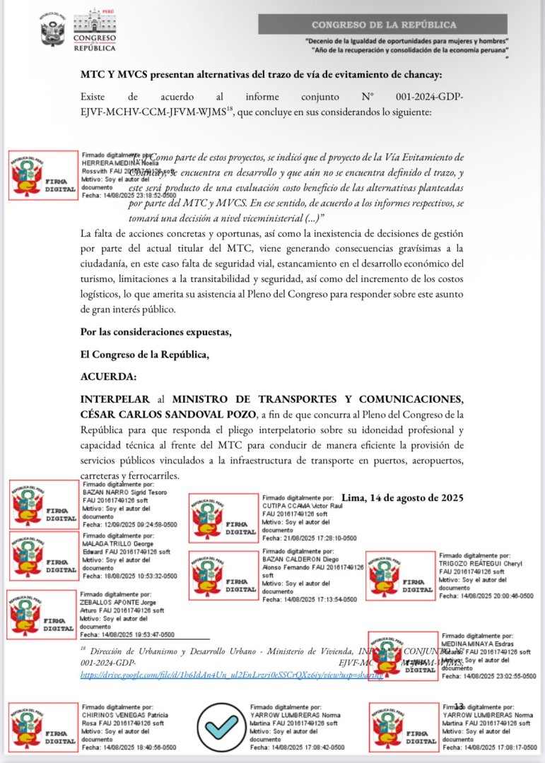 Renovacin Popular presenta mocin de interpelacin contra Csar Sandoval