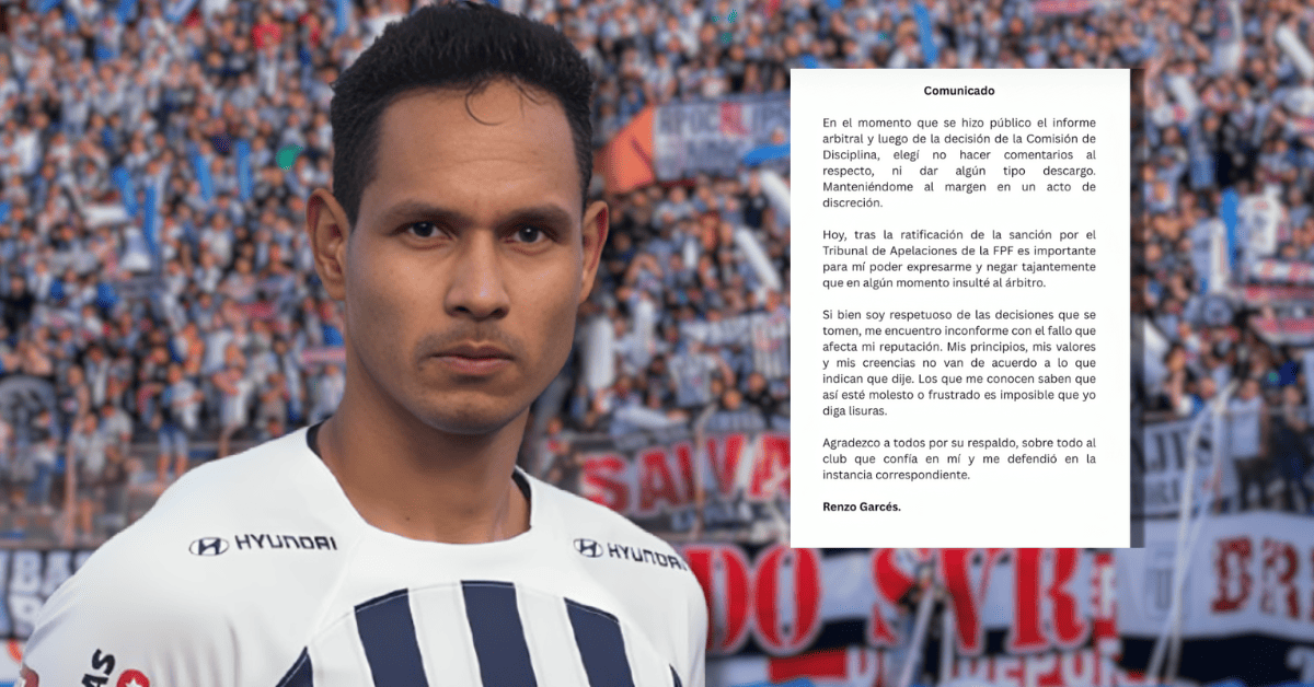 Renzo Garcés rompió su silencio y negó haber insultado a árbitro en clásico: "Afecta mi reputación, es imposible"