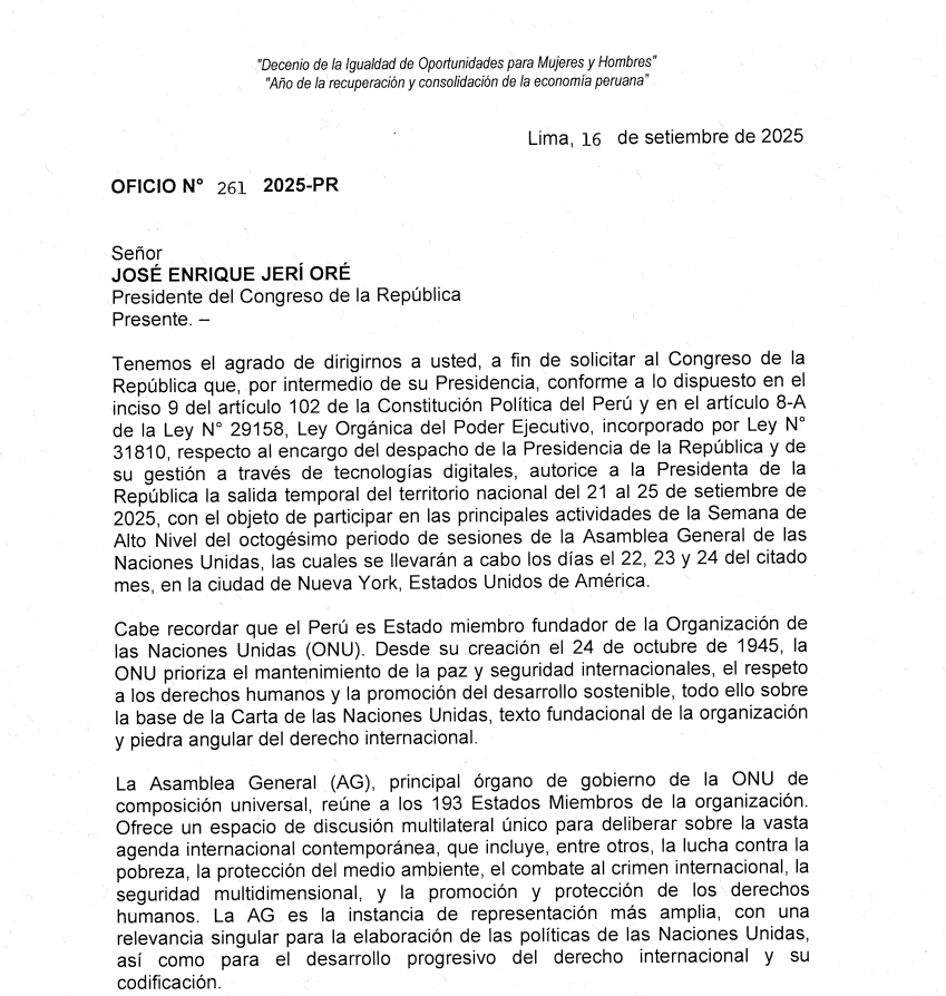 Oficio N. 261 2025-PR