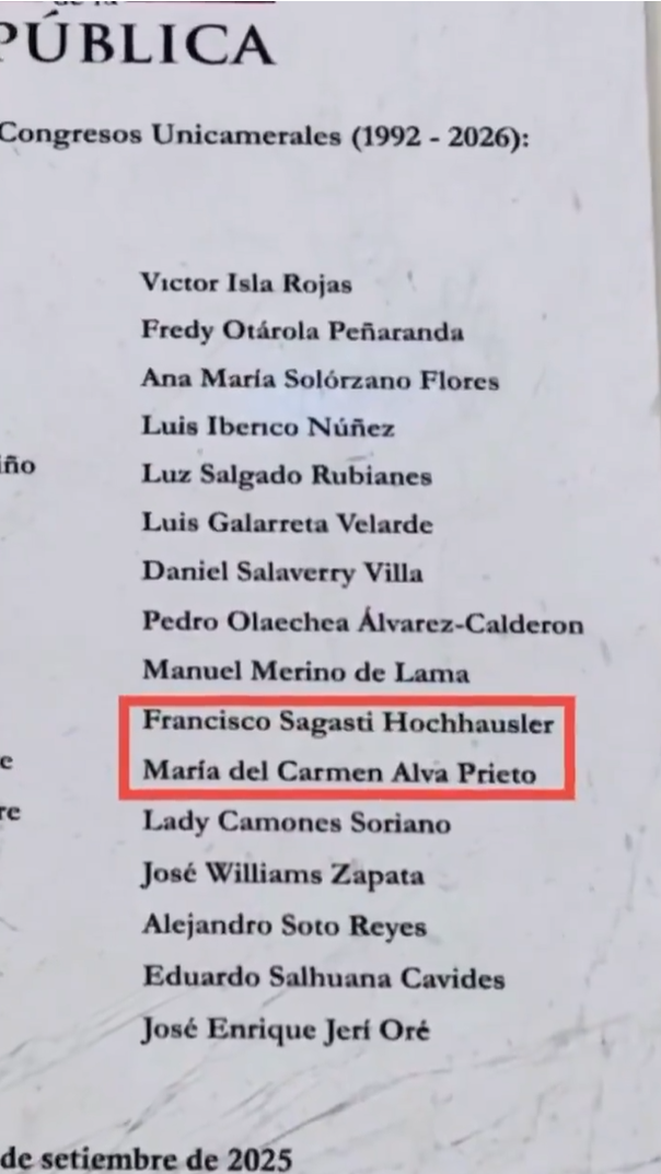 Excluyen a Mirtha Vsquez en placa del Congreso.