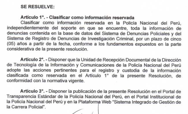 Resolucin Directoral de la PNP.