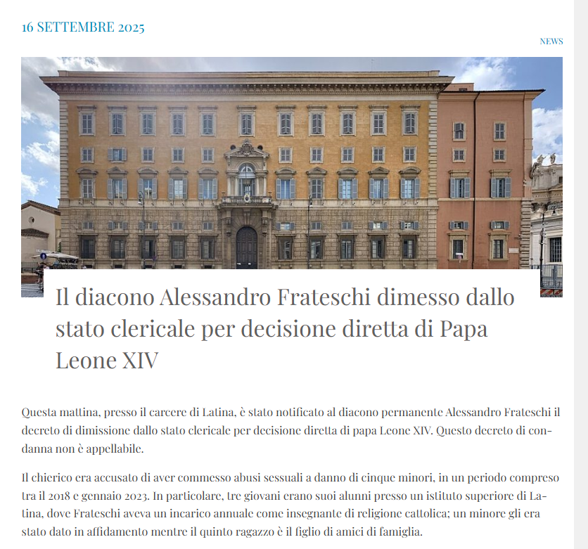 Papa Len XIV expulsa del clrigo a dicono condenado por abuso de menores