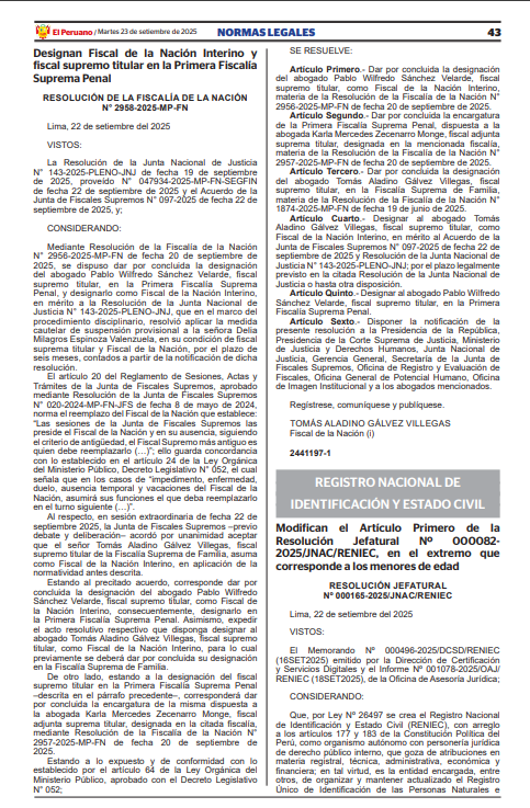 Resolucin de la Fiscala de la Nacin N. 2958-2025-MP-FN