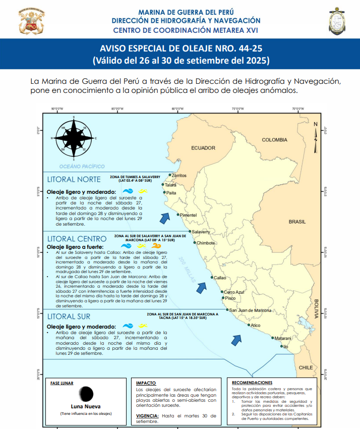 Aviso Especial de Oleaje N. 44-25.