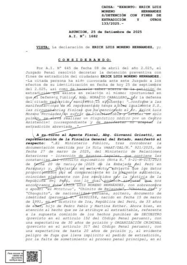 Documento de prisin preventiva contra 'El Monstruo'