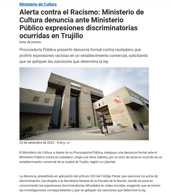 Mincul presenta denuncia contra hombre que lanz frases racistas