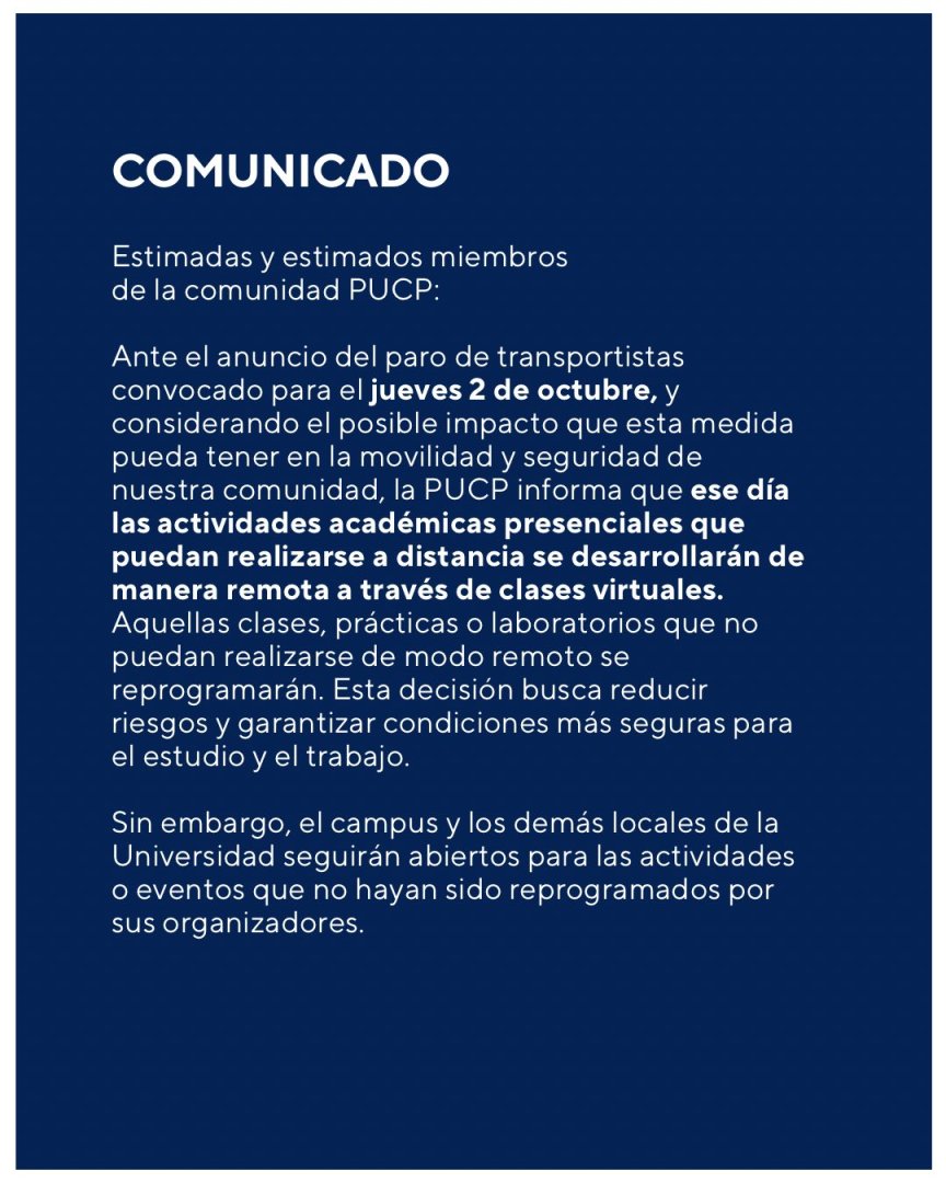 Comunicado por paro