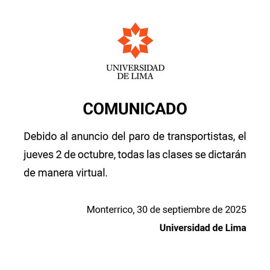 Comunicado de la Universidad de Lima