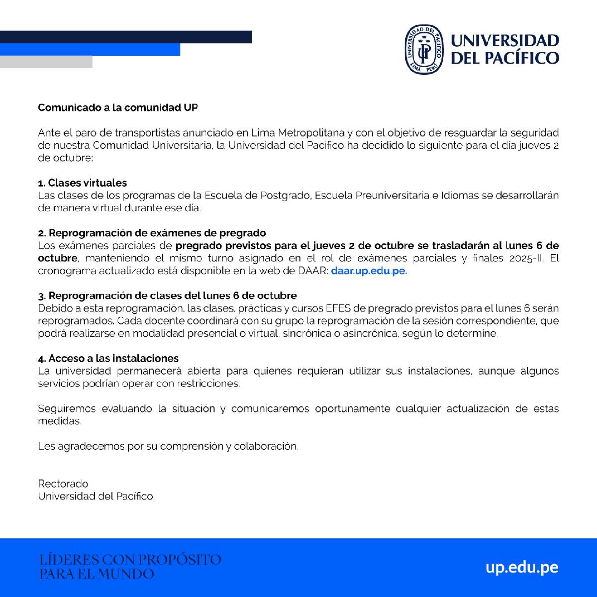Comunicado Universidad del Pacfico