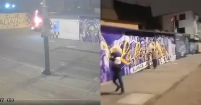 Presuntos hinchas vandalizaron el barrio de Matute.