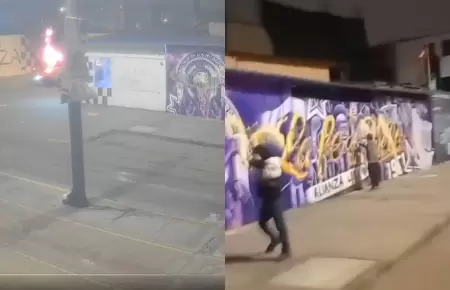 Presuntos hinchas vandalizaron el barrio de Matute.