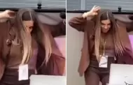 Alejandra Baigorria pasa susto en conferencia luego de que una pizarra se desplomara encima de ella