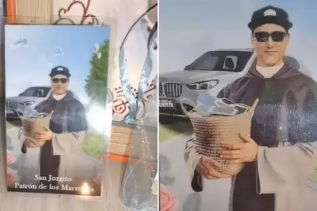 Mujer rezaba a estampita de Jorge Luna