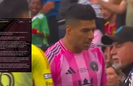 Luis Surez se disculpa por conducta antideportiva.