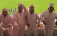 Hinchas fueron al Estadio Nacional disfrazados de chanchitos para apoyar al pan con chicharrn