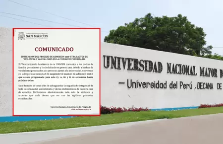 UNMSM suspende examen de admisin de septiembre.