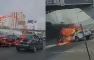 Vehculo se incendia en plena Va Expresa y genera retraso en buses del Metropolitano