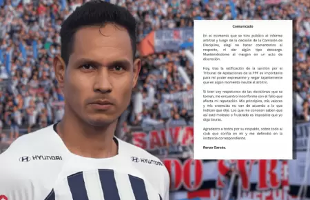 Renzo Garcs rompi su silencio y neg haber insultado a rbitro en clsico