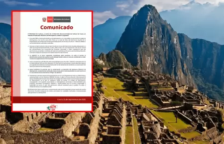 Mincul se pronunci sobre Machu Picchu mediante un comunicado