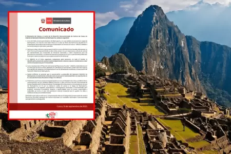 Mincul se pronunci sobre Machu Picchu mediante un comunicado