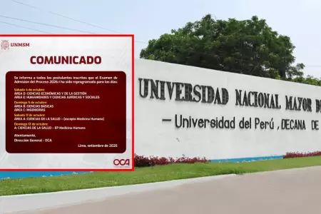 Universidad San Marcos anuncia reprogramacin de examen de admisin